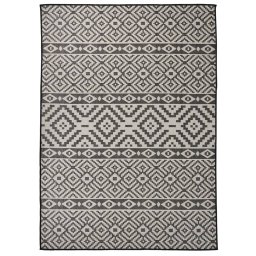 Gossi covor de exterior, dungi negre, 200x280 cm, tesatura plata