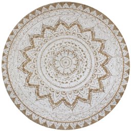 Gossi covor din iuta impletita cu imprimeu, 150 cm, rotund