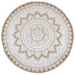 Gossi covor din iuta impletita cu imprimeu, 210 cm, rotund
