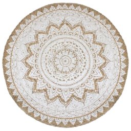 Gossi covor din iuta impletita cu imprimeu, 240 cm, rotund