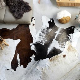 Gossi covor din piele de vita, negru si alb, 150x170 cm