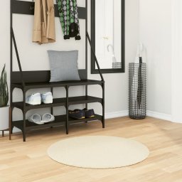 Gossi covor huarte, fir scurt, moale si lavabil, crem, Ø 80 cm