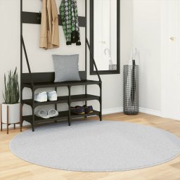 Gossi covor huarte, fir scurt, moale si lavabil, gri, Ø 160 cm