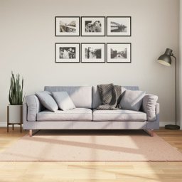 Gossi covor huarte, fir scurt, moale si lavabil, roz pudra, 160x160cm