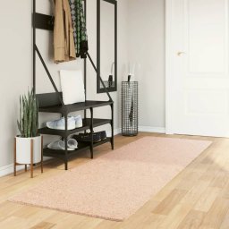 Gossi covor huarte, fir scurt, moale si lavabil, roz pudra, 80x250 cm