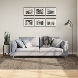 Gossi covor istan, cu fire inalte, aspect lucios, gri, 160x230 cm