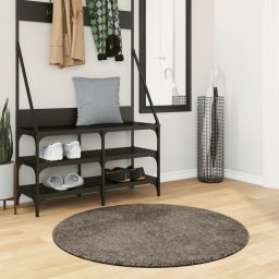 Gossi covor istan, cu fire inalte, aspect lucios, gri, Ø 100 cm