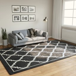 Gossi covor lavabil, alb si negru, 190x300 cm, anti-alunecare