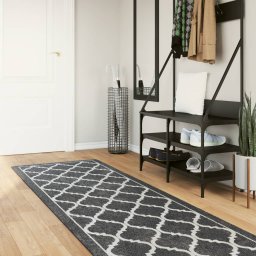 Gossi covor lavabil, alb si negru, 80x300 cm, anti-alunecare