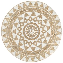 Gossi covor manual cu imprimeu alb, 120 cm, iuta