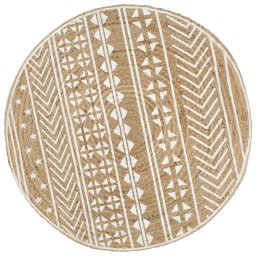 Gossi covor manual cu imprimeu alb, 90 cm, iuta