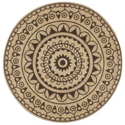 Gossi covor manual cu imprimeu maro inchis, 150 cm, iuta