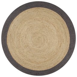 Gossi covor manual cu margine gri inchis, 150 cm, iuta