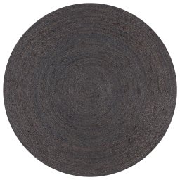 Gossi covor manual, gri inchis, 90 cm, iuta, rotund