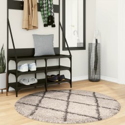 Gossi covor pufos "pamplona" cu fire inalte, bej/antracit, Ø 120 cm