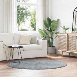 Gossi covor shaggy cu gradini inalte gri argintiu 160x160cm poliester