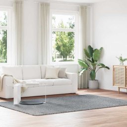 Gossi covor shaggy cu gradini inalte gri argintiu 200x290cm poliester