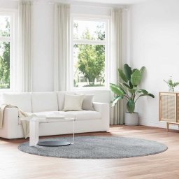 Gossi covor shaggy cu gradini inalte gri argintiu 240x240cm poliester