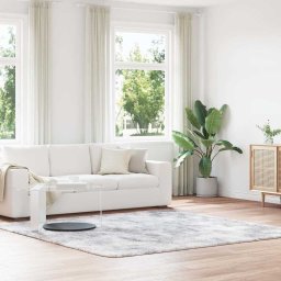 Gossi covor shaggy cu gradini inalte gri deschis 240x240 cm poliester