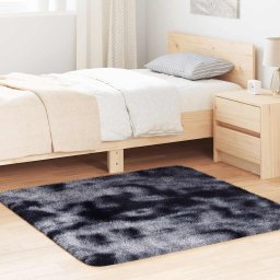 Gossi covor shaggy cu gradini inalte, gri inchis 120x120 cm poliester