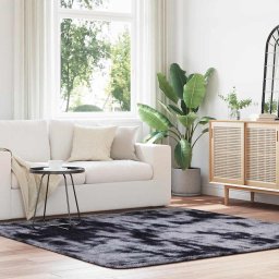 Gossi covor shaggy cu gradini inalte, gri inchis 200x200 cm poliester