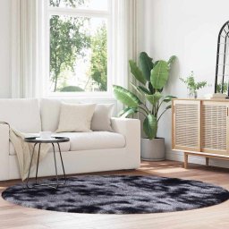 Gossi covor shaggy cu gradini inalte, gri inchis 200x200 cm poliester