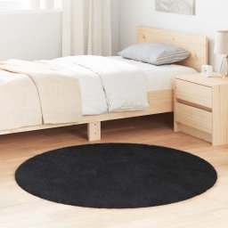 Gossi covor shaggy cu gradini inalte, negru, 120x120 cm, poliester