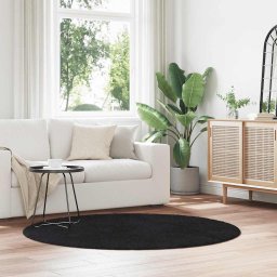 Gossi covor shaggy cu gradini inalte, negru, 160x160 cm, poliester