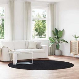 Gossi covor shaggy cu gradini inalte, negru, 240x240 cm, poliester