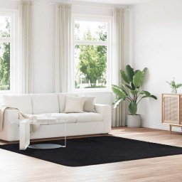 Gossi covor shaggy cu gradini inalte, negru, 240x240 cm, poliester