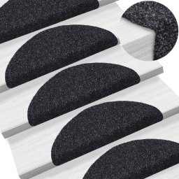 Gossi covorase autocolante de scari, 15 buc, 56x17x3 cm, negru