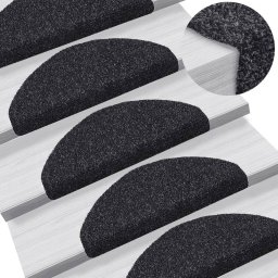Gossi covorase autocolante de scari, 15 buc, 65 x 21 x 4 cm, negru