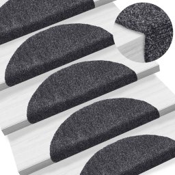 Gossi covorase autocolante scara, 15 buc, 56x17x3 cm, gri inchis