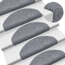 Gossi covorase autocolante scari, 15 buc, 65 x 21 x 4 cm, gri deschis