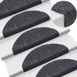 Gossi covorase autocolante scari, 15 buc, 65 x 21 x 4 cm, gri inchis