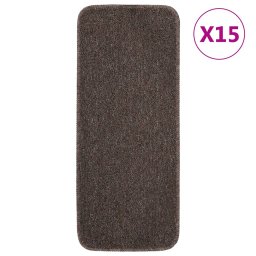 Gossi covorase de scari, 15 buc., maro, 60x25 cm, dreptunghiular