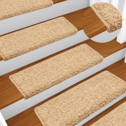 Gossi covorase de trepte de scara, 15 buc., maro, 65x21x4 cm