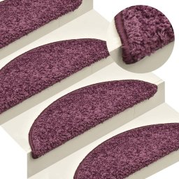 Gossi covorase pentru trepte scara, 15 buc. violet inchis, 65x21x4 cm