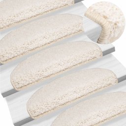 Gossi covorase pentru trepte scara, 15 buc., alb, 65x21x4 cm