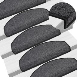 Gossi covorase pentru trepte scara, 15 buc., antracit, 65x24x4 cm