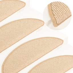 Gossi covorase pentru trepte scara, 15 buc., crem, 56x17x3 cm