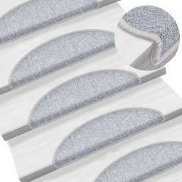 Gossi covorase pentru trepte scara, 15 buc., gri deschis, 56x17x3 cm