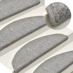 Gossi covorase pentru trepte scara, 15 buc., gri deschis, 56x17x3 cm