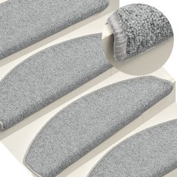 Gossi covorase pentru trepte scara, 15 buc., gri deschis, 65x24x4 cm