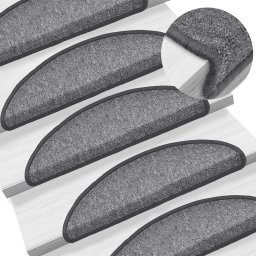 Gossi covorase pentru trepte scara, 15 buc., gri inchis, 56x17x3 cm