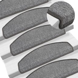Gossi covorase pentru trepte scara, 15 buc., gri inchis, 65x24x4 cm