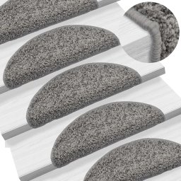 Gossi covorase pentru trepte scara, 15 buc., gri, 56x17x3 cm