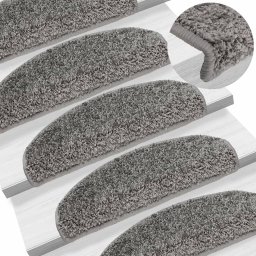 Gossi covorase pentru trepte scara, 15 buc., gri, 65x21x4 cm