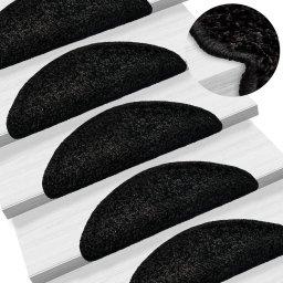 Gossi covorase pentru trepte scara, 15 buc., negru, 56x17x3 cm