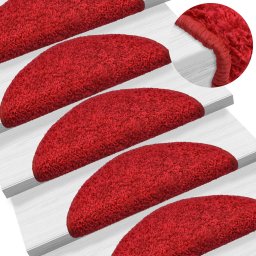 Gossi covorase pentru trepte scara, 15 buc., rosu, 65x21x4 cm